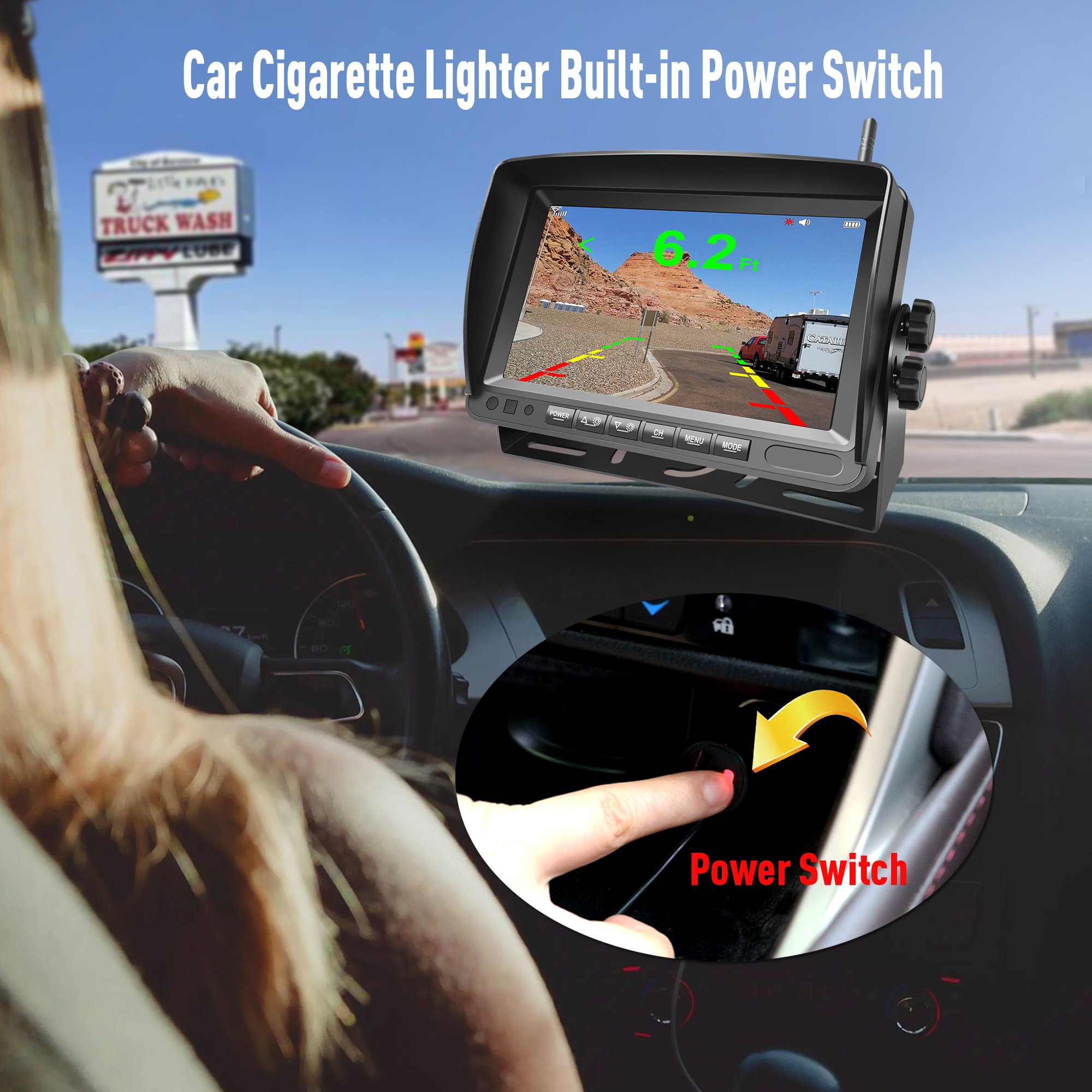 DIY Wireless 720P HD EU License Plate Rear View Back up Cameras With 7 Inch Solar 2.4GHz Digital Monitor and Reversing Sensors