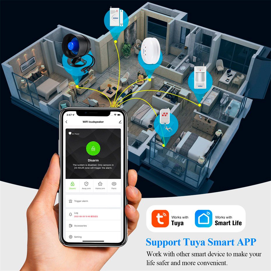 KERUI Wireless Siren Home Car Alarm System 120dB Horn Indoor Outdoor Security Siren Kit With Remote Control Door Infrared Sensor