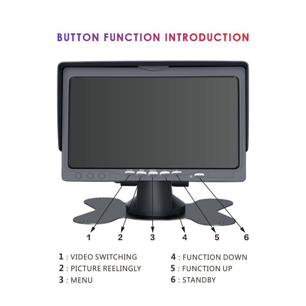 Universal 12/24v Car Reversing Aid Camera System with Screen 7" Car Rear View Monitor Kit for Truck Bus Forklift