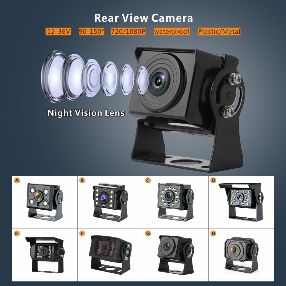 Universal 12/24v Car Reversing Aid Camera System with Screen 7" Car Rear View Monitor Kit for Truck Bus Forklift