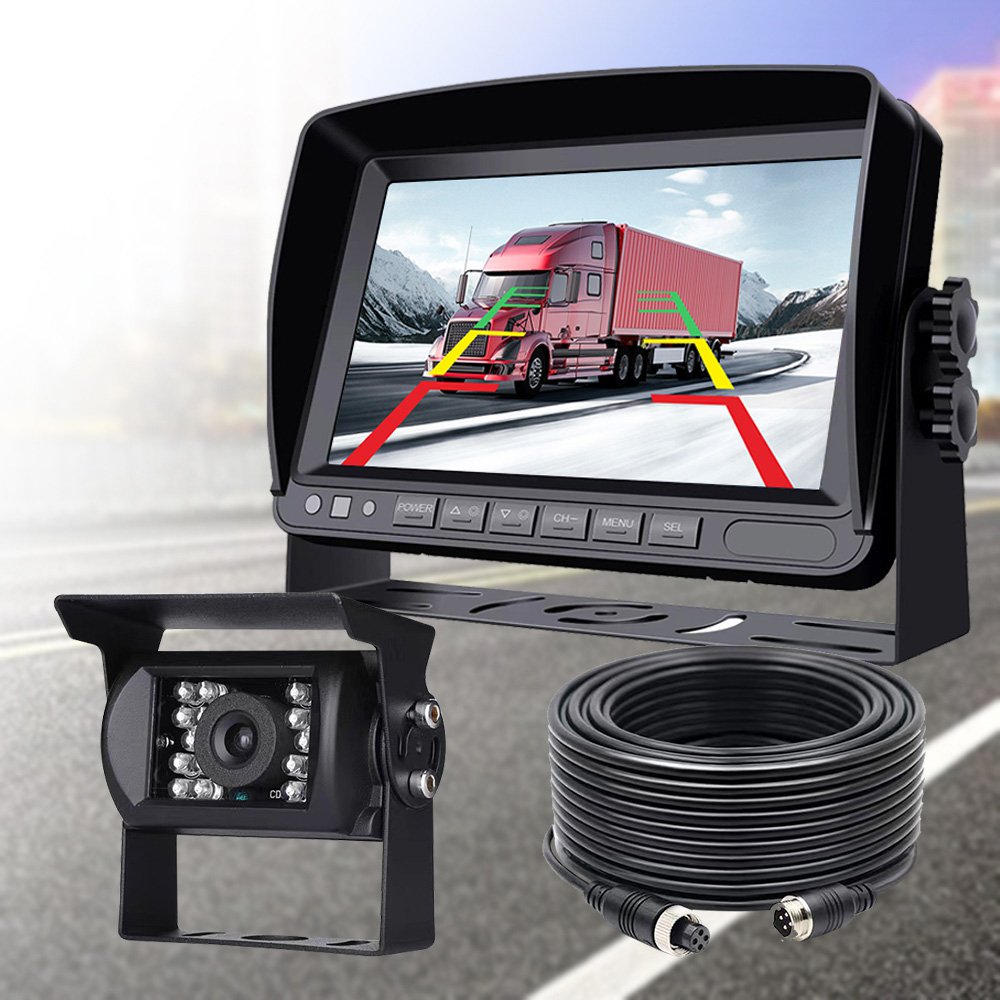 Universal 12/24v Car Reversing Aid Camera System with Screen 7" Car Rear View Monitor Kit for Truck Bus Forklift