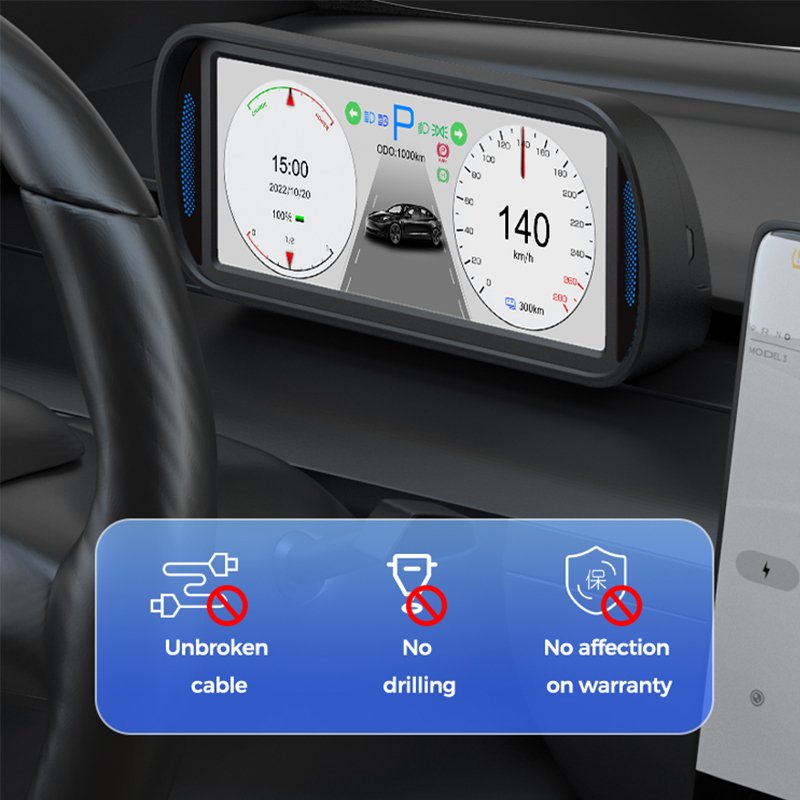 Car HUD Head-up Display Instrument Model3 and Y Dedicated 7-inch Multifunctional LCD Meters Lossless Installation