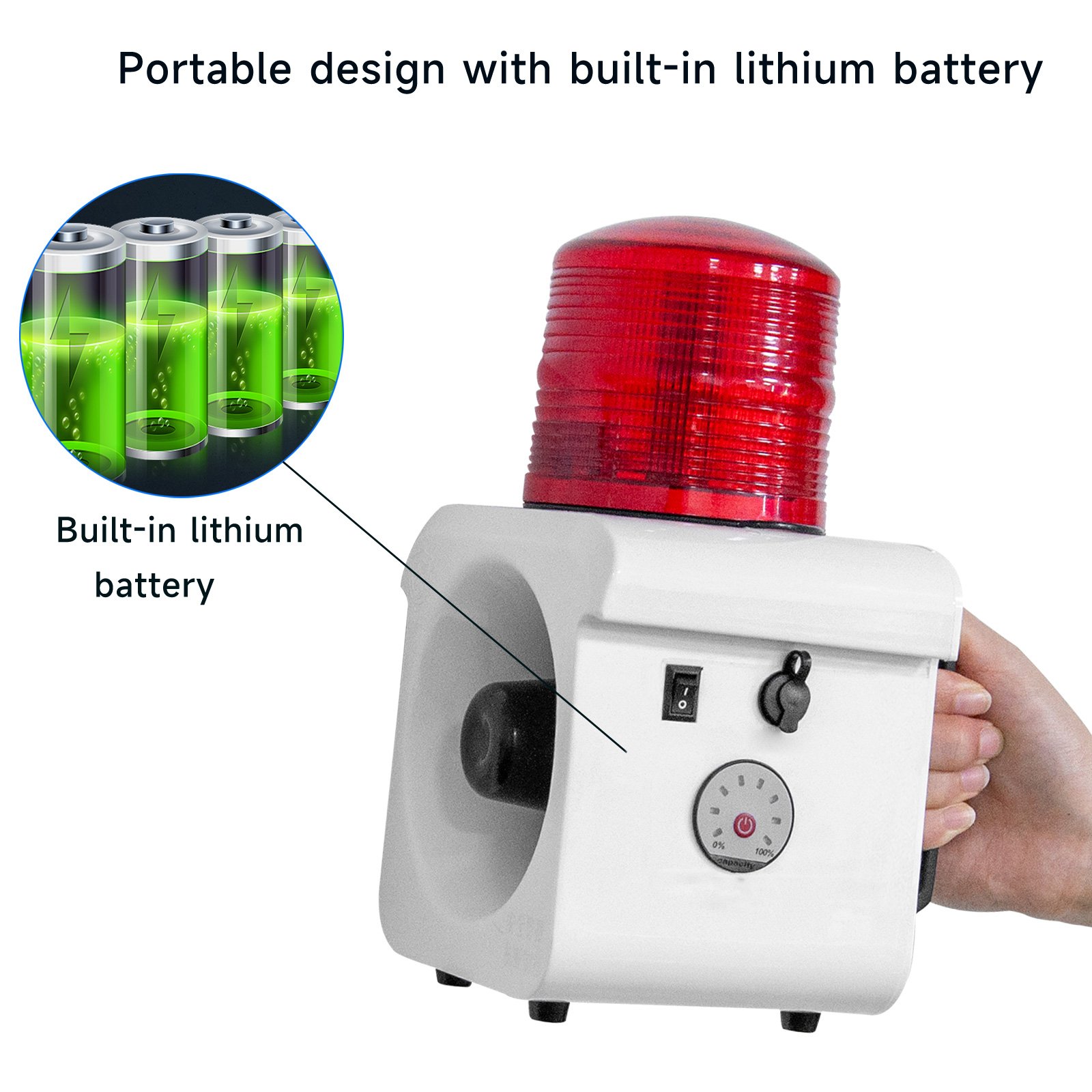 YASONG Portable Motion Sensor Alarm Siren AC100-240V 120dB Car Alarm System LED Strobe Waterproof Motion Sensor Alarm Outdoor