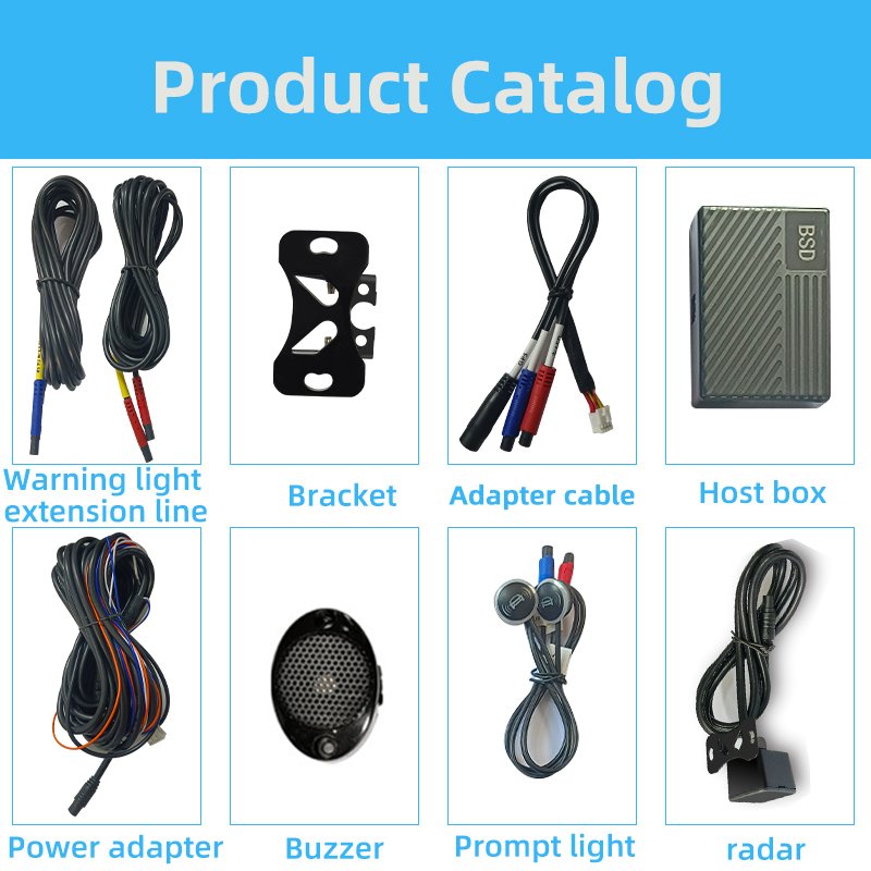 Car Universal Bsd Blind Spot Detection System 79GHz No Drilling Bsm Bicolor Lamp Early Warning Lane Change Assistance System Bsa