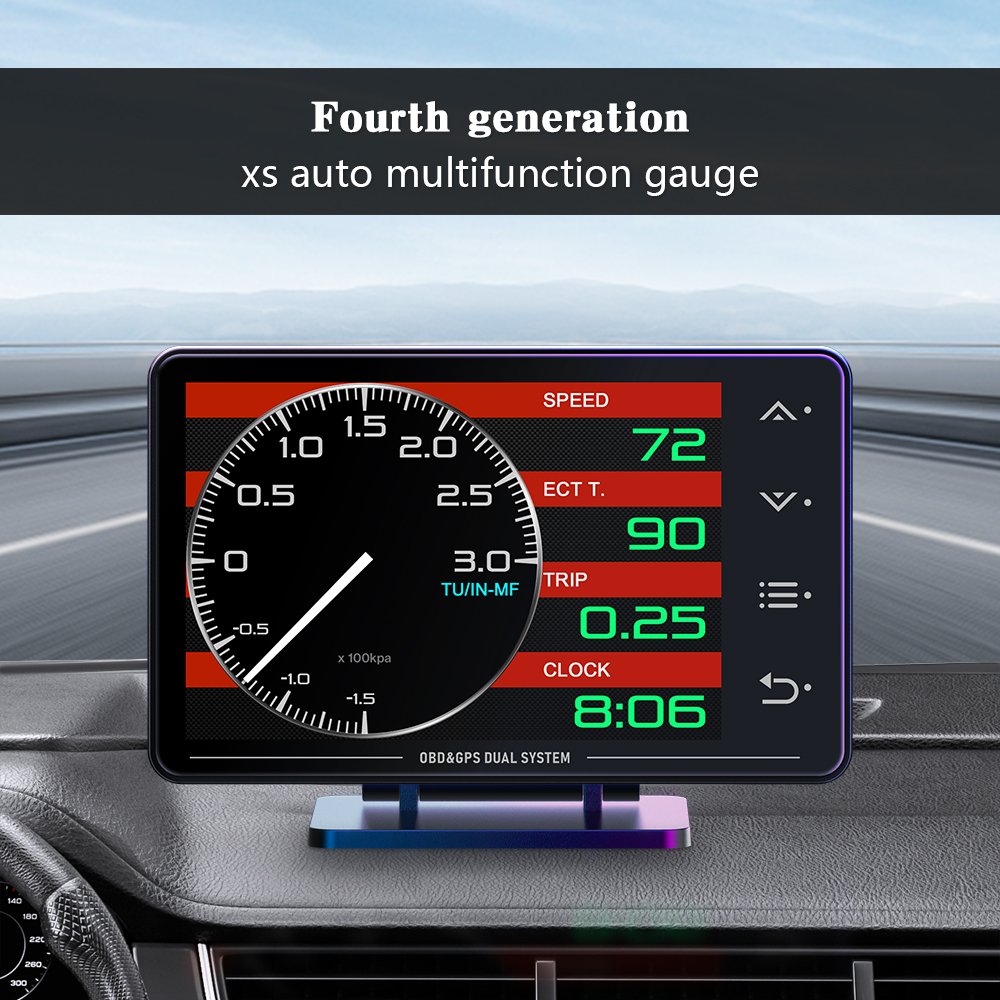 New Head up Display XS OBD2 Gauge Display GPS Speedometer Hud Car Accessories for Car Multifunction Digital Gauge Cluster