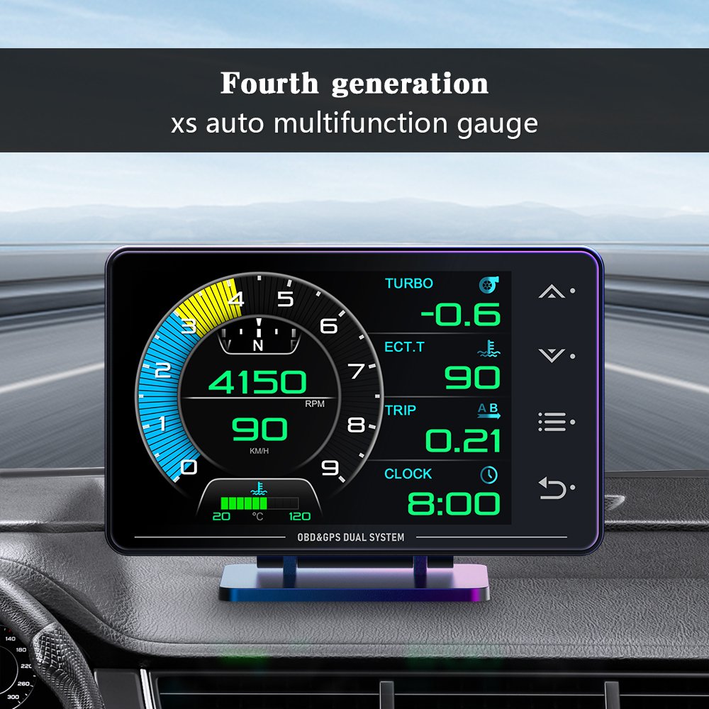 New Head up Display XS OBD2 Gauge Display GPS Speedometer Hud Car Accessories for Car Multifunction Digital Gauge Cluster