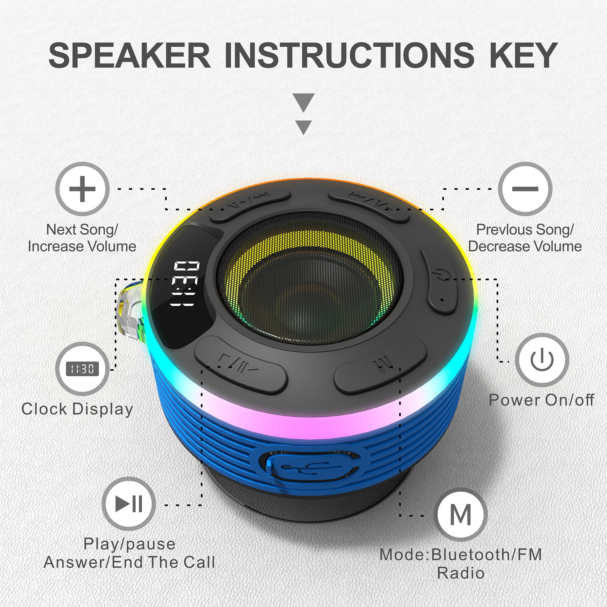 Portable IPX7 Waterproof Bt5.0 Mini Music Audio Bone Conduction LED Car Speaker Accessories Outdoor Wireless Speaker