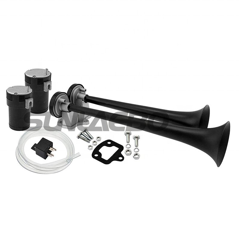150DB Chrome or Black Dual Tone Air Horn With Two Compressors for Truck Train 12V 24V