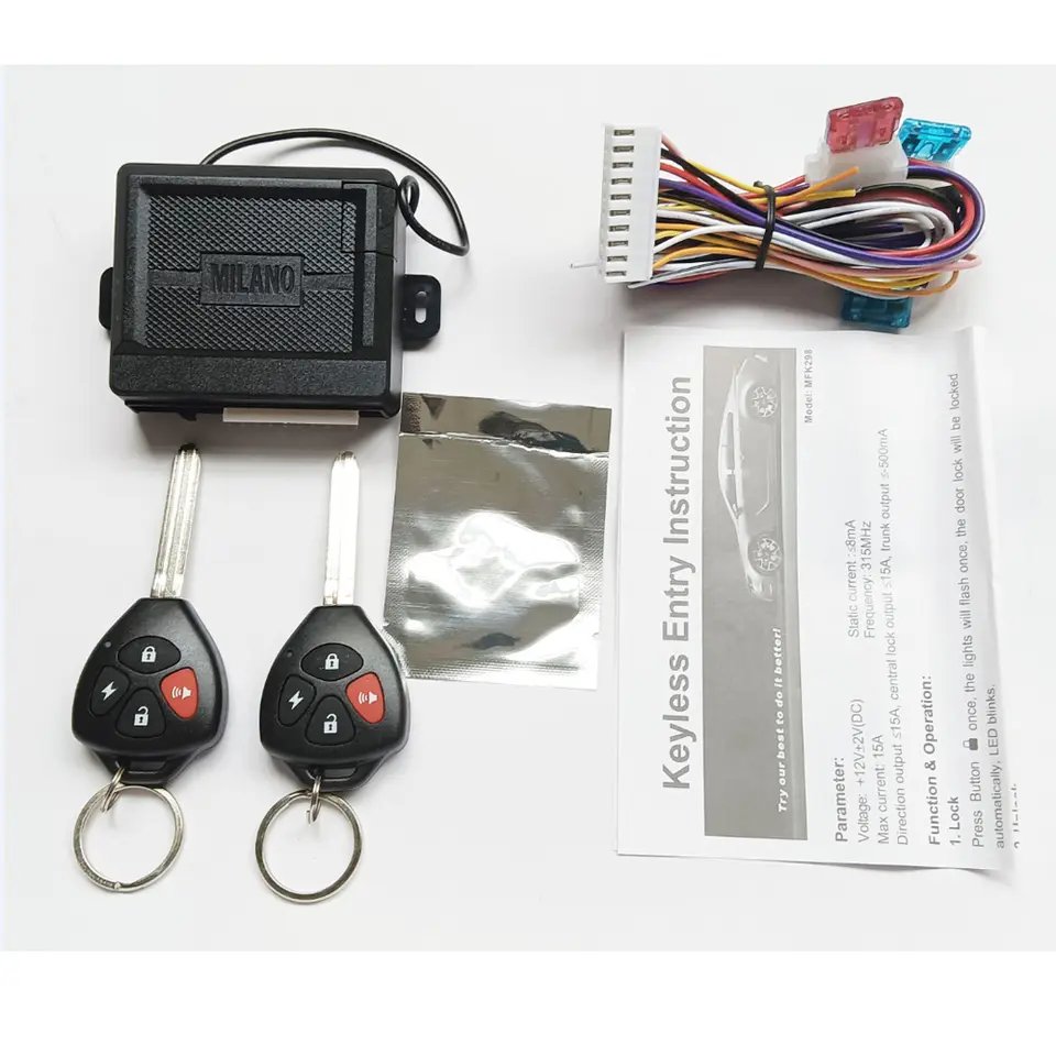 12V Universal Milano Car Unlock Kit Car Alarm System Anti-Hijacking Central Locking System One Way Keyless Entry System