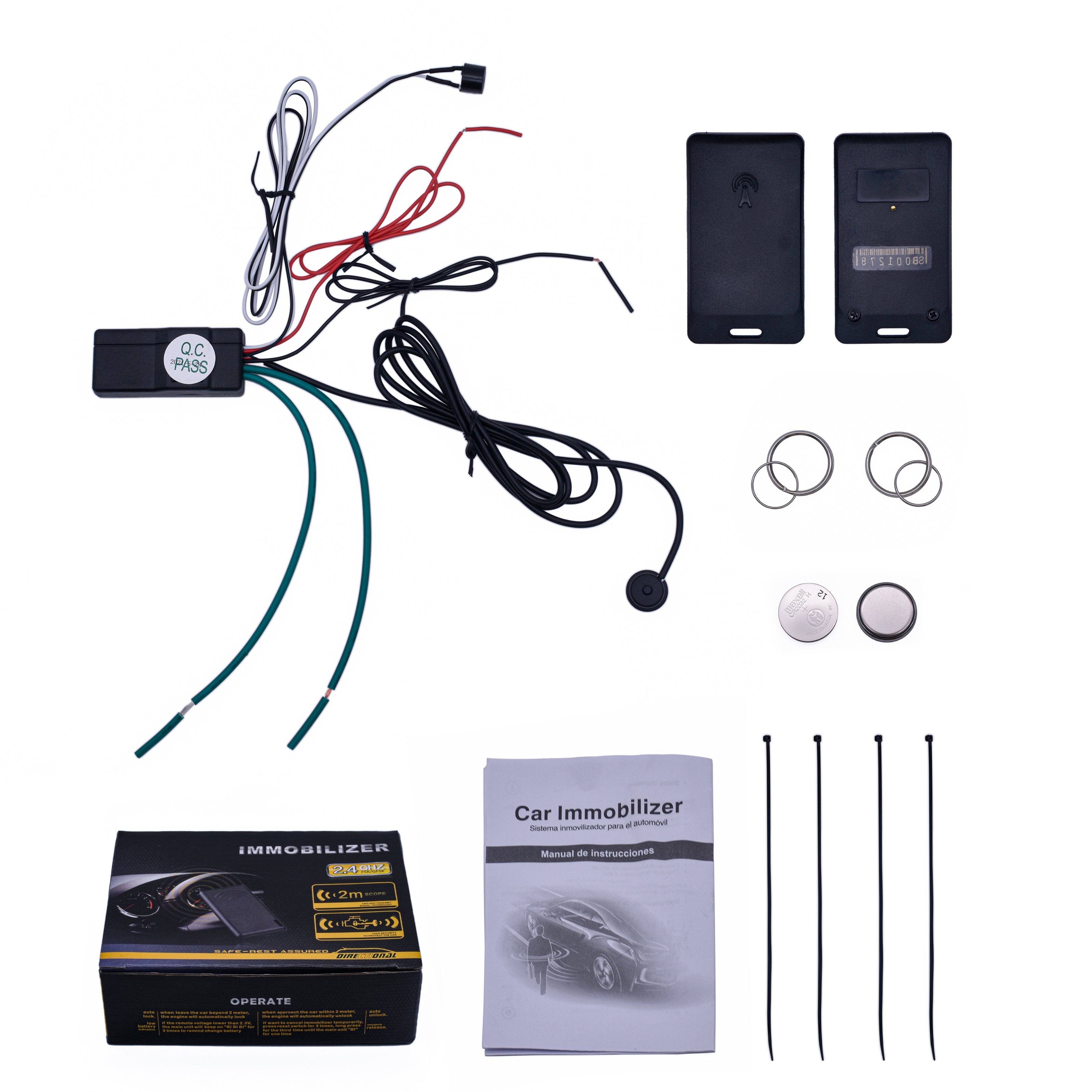 One-Way Car Alarm Immobilizer with Engine Push Button Start/Stop RFID Lock Ignition Anti-Theft System