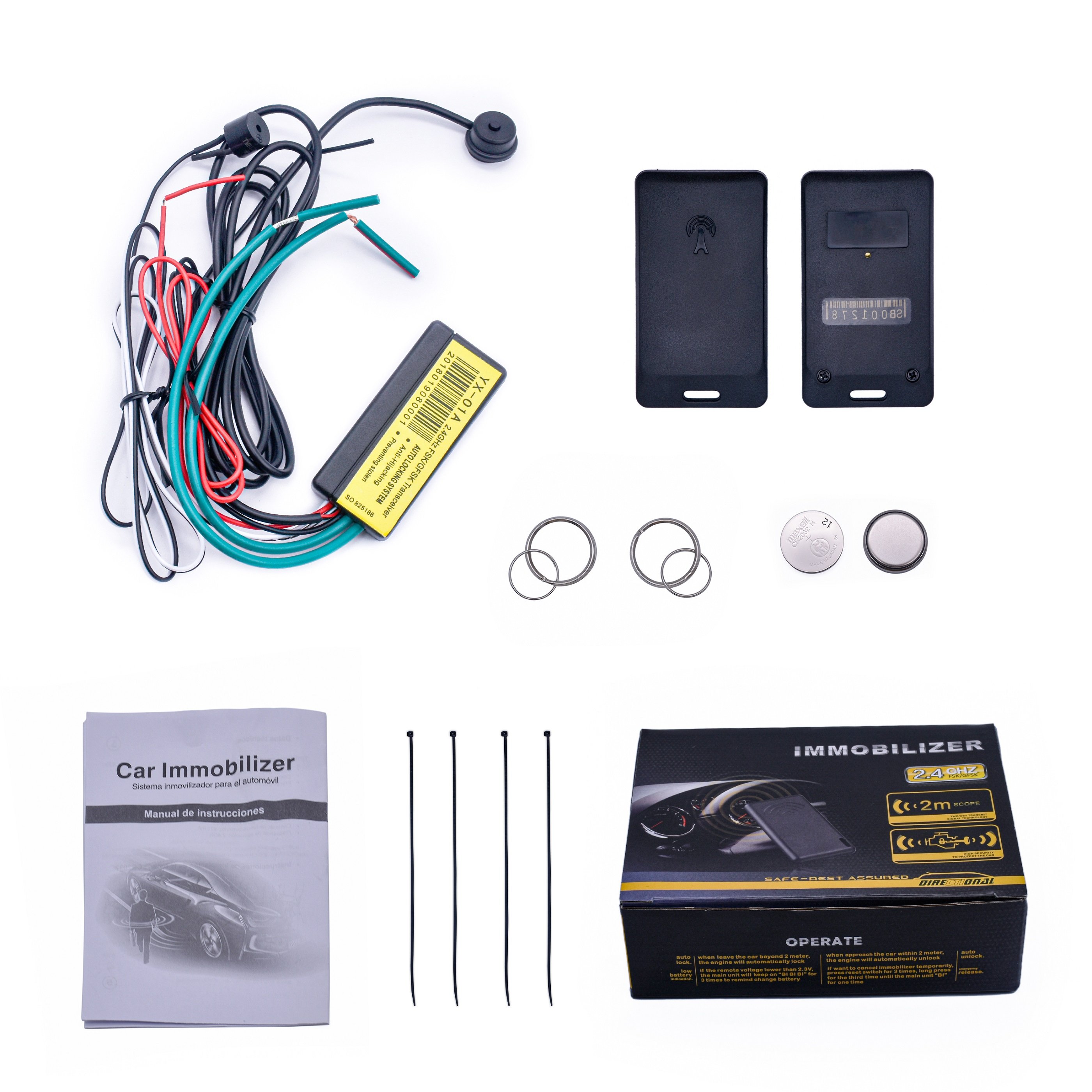 One-Way Car Alarm Immobilizer with Engine Push Button Start/Stop RFID Lock Ignition Anti-Theft System