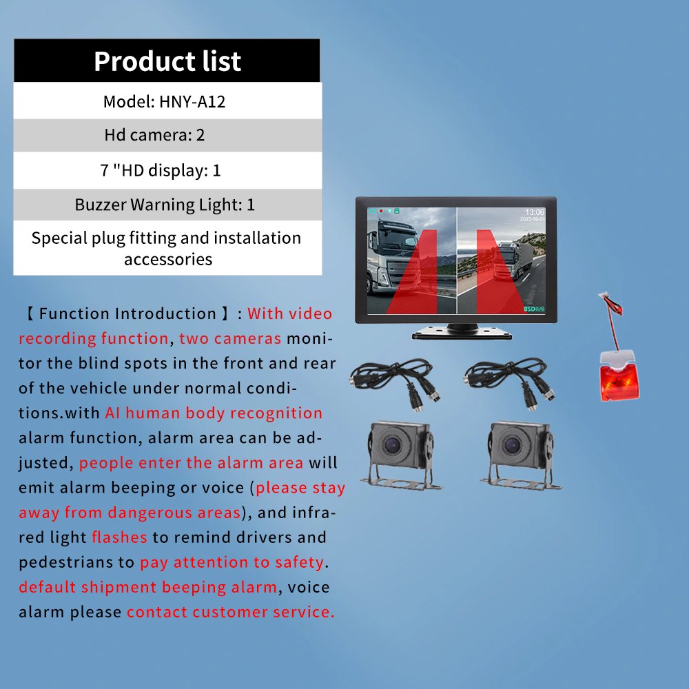 Forklift Reversing System AI radar Engineering Vehicle Jamming Buzzer Voice Alarm, Forklift Collision Prevention System