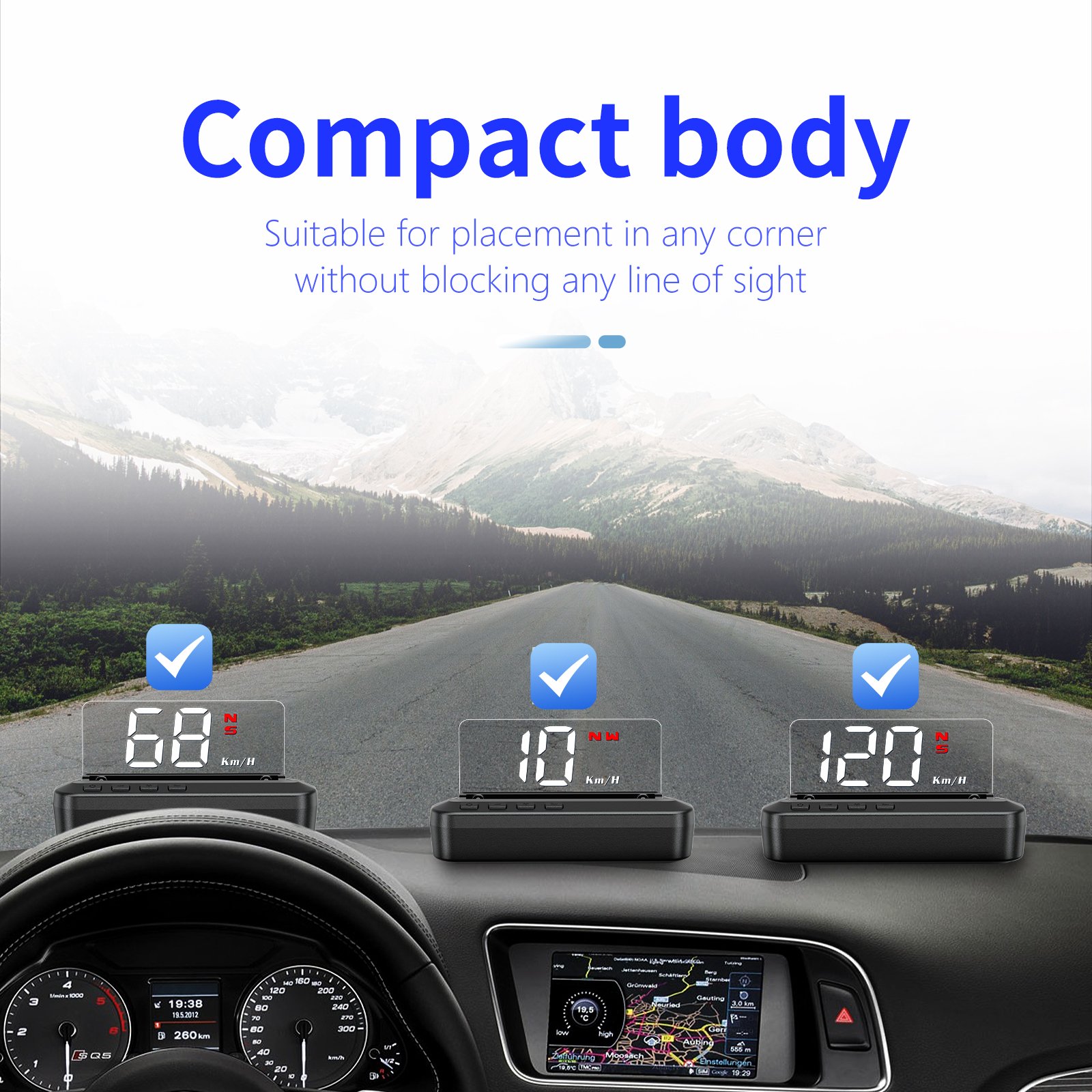 2023 Car Electronic Accessories G100 Auto GPS Hud Display Speedometer Car Projector Warning Alarm Head up Display