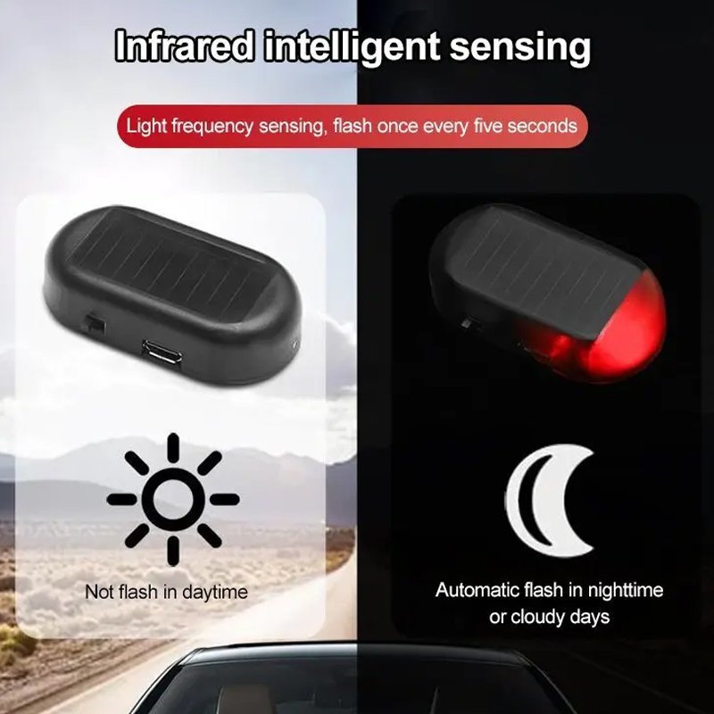 Wireless Anti-Theft LED Security Light for Cars Solar Powered Simulated Dummy Alarm Flashing Safety Lamp Light Cars Light Cars