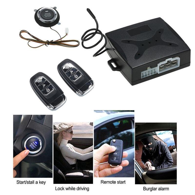 PKE Car Alarm System Push Start Ignition Kit with Remote Start Push Button to Engine Start Stop