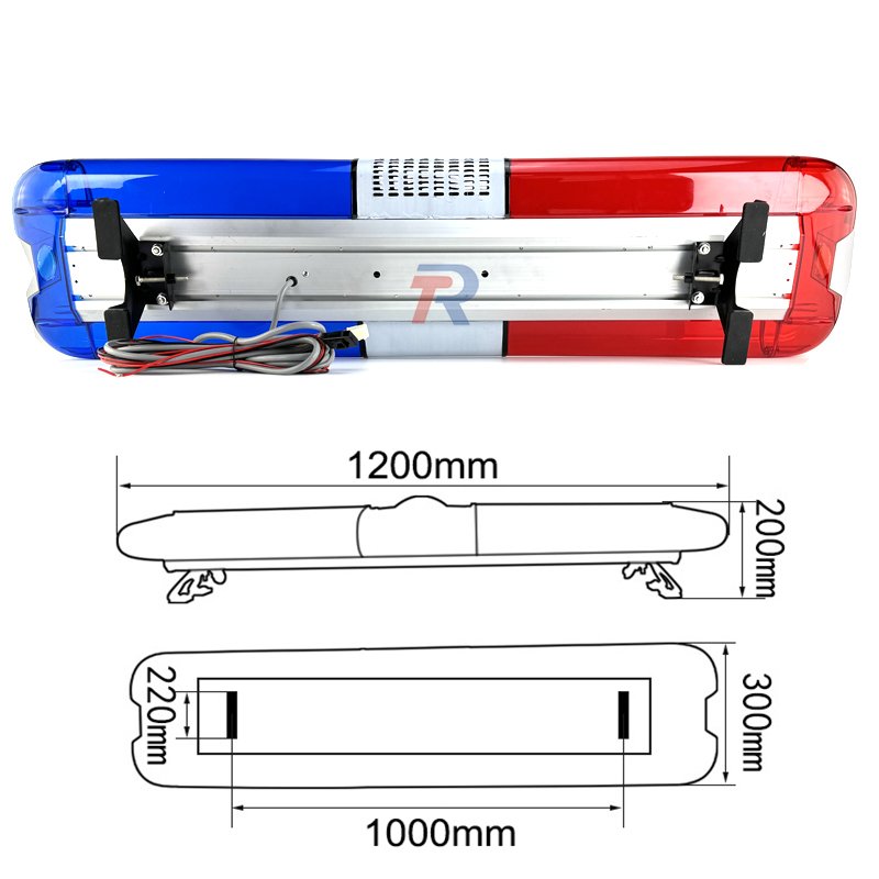 120 cm 47 Inch 216 Watt Cop Car Top Light Ambulance Vehicle Red Blue Blinker Emergency Warning Lightbar With Alarm Siren Speaker