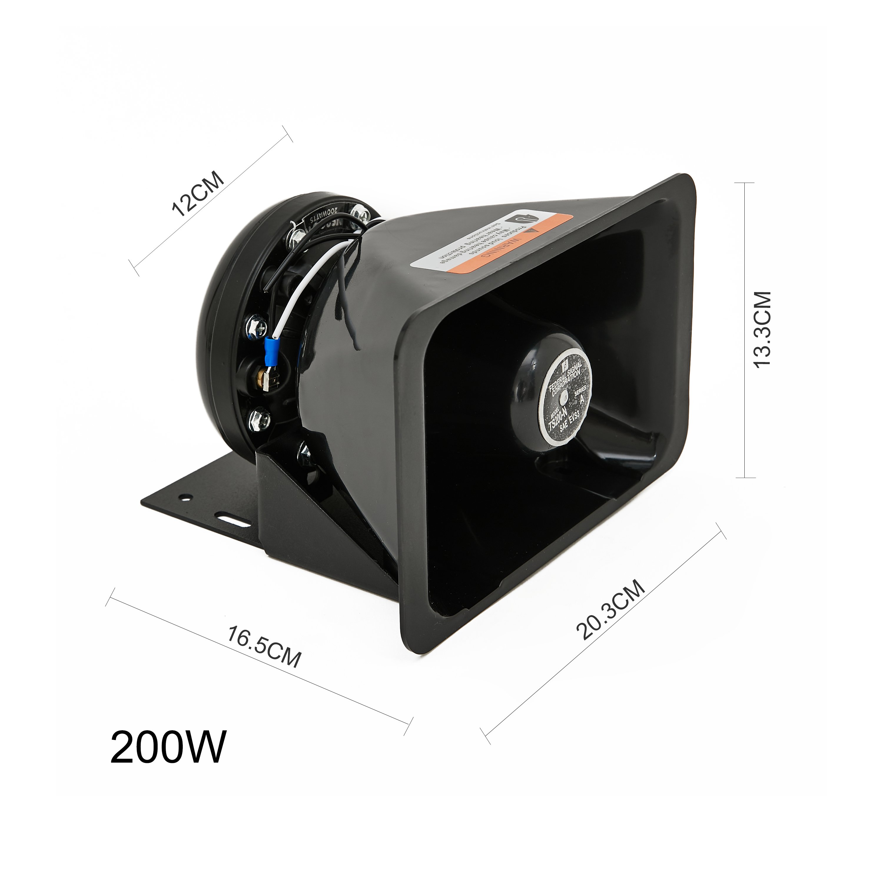 Ambulance Warning Square Siren Horn Amplifier 200W Emergency Universal Vehicle Security Siren Speaker