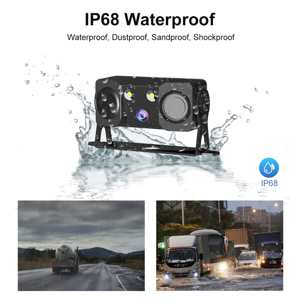 IPoster 4PIN 3-In-1 AHD 1080P PAL 2x Truck Parking Radar Sensors Beeper Alarm and Reversing Rear View Backup Camera Sensor Kit