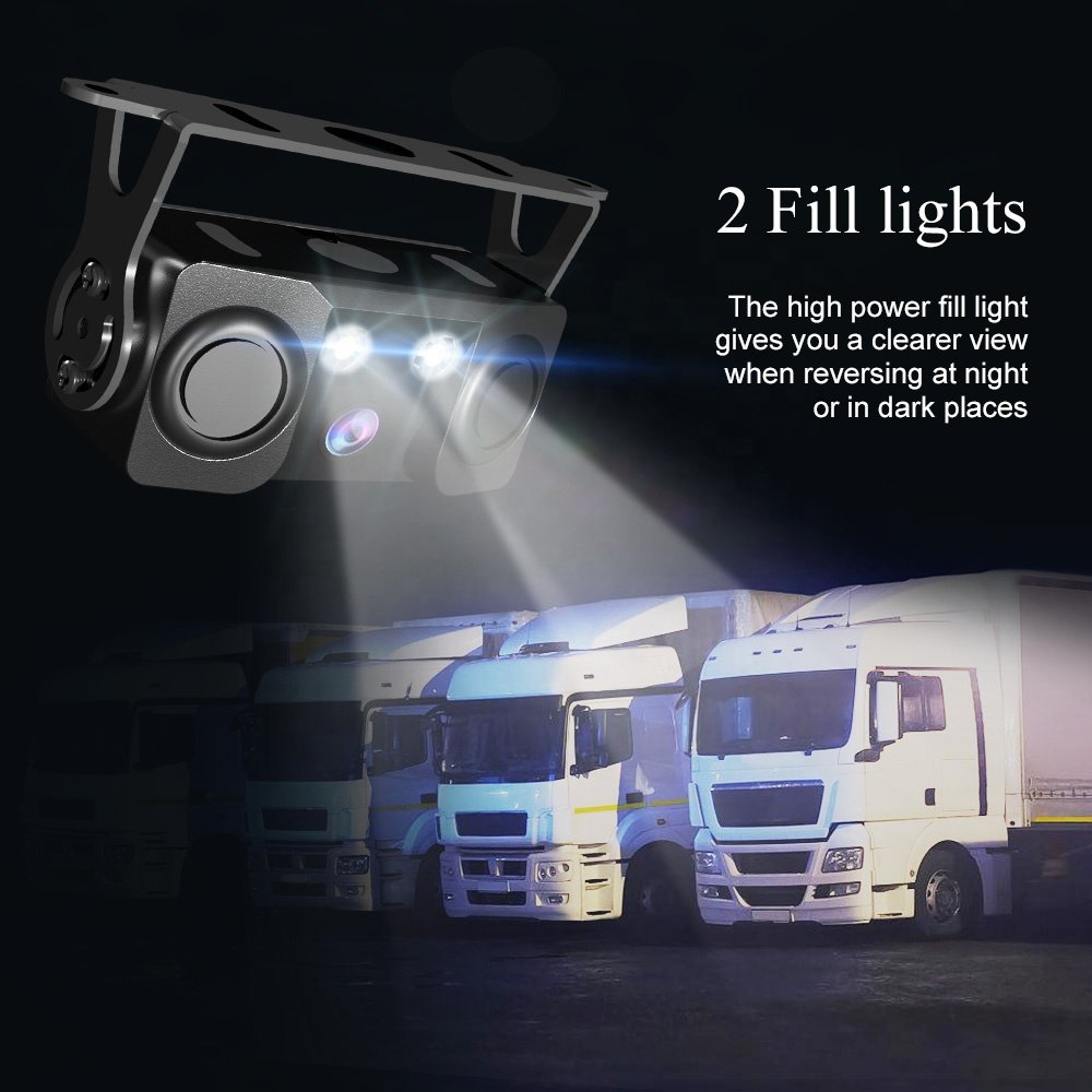 IPoster 4PIN 3-In-1 AHD 1080P PAL 2x Truck Parking Radar Sensors Beeper Alarm and Reversing Rear View Backup Camera Sensor Kit