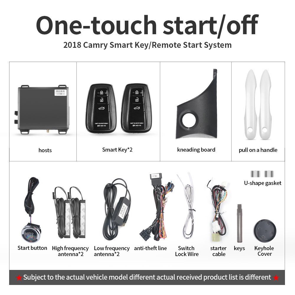 For Toyota 18-23 Camry Car Alarm With Autostart Push One Button Auto Start Stop Keyless Entry System Smart Key Phone Remote Kit