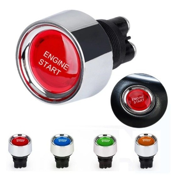 Car Start Engine Button DC 12V 24V 50A Red Push Light Ignition Switch ForMarine RV and Racing Sport ON-Off Momentary