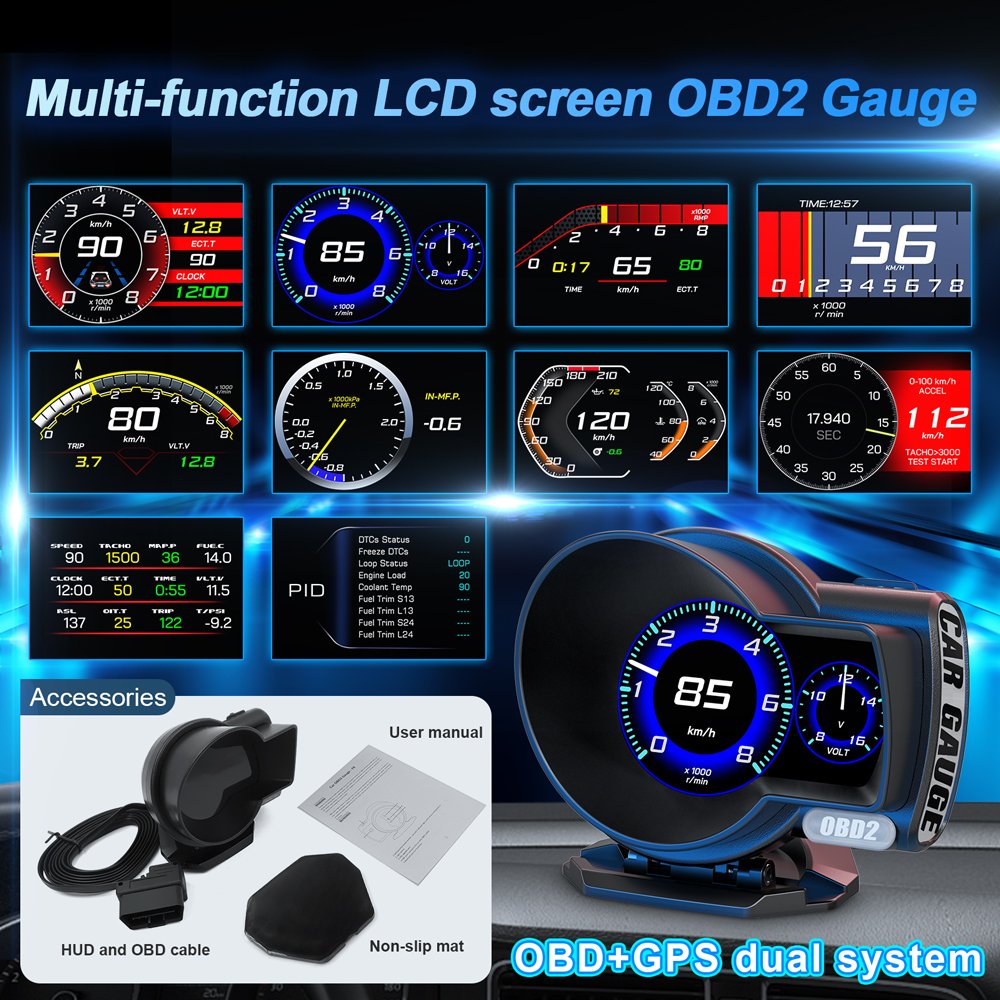 2024 NEW Product F8pro LCD Display GPS+OBD2 Meter Gps Auto Diagnostic Tool Electronics HUD