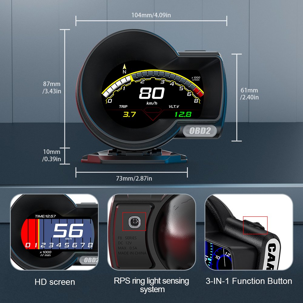 2024 NEW Product F8pro LCD Display GPS+OBD2 Meter Gps Auto Diagnostic Tool Electronics HUD