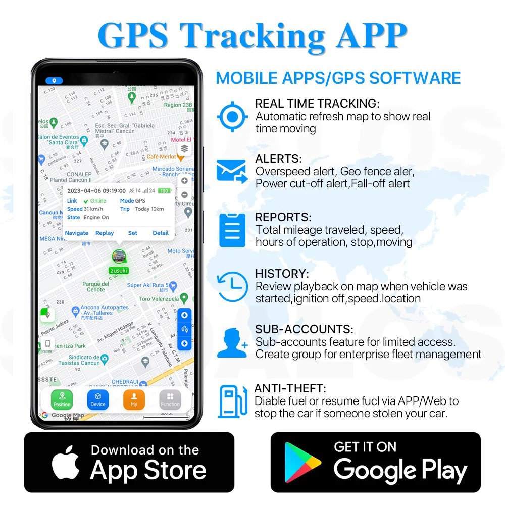 Stop Engine Remotely CA004 Truck Motorcycle Car Alarm 4G GPS Tracking Device