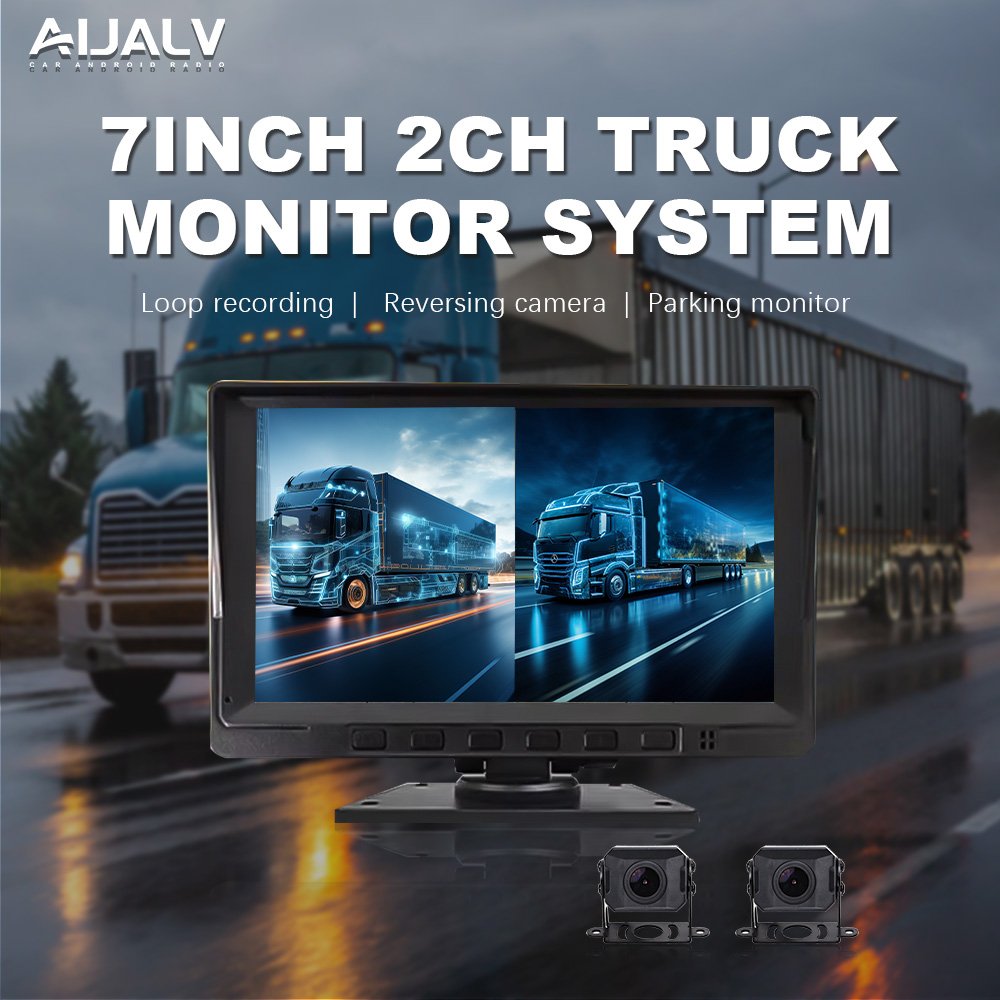 7'' Smart Blind Spot Radar BSD Alarm Recorder AHD Wireless DVR with IR Camera Reverse and Backup Camera Split Screen Monitor