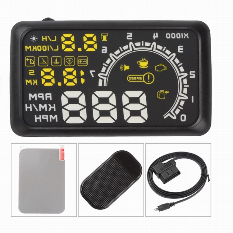 Hot-Sale W02 HUD Head up Display OBD2 Car Gauge 5.5" Dash Screen Projector Fuel Consumption Monitoring System