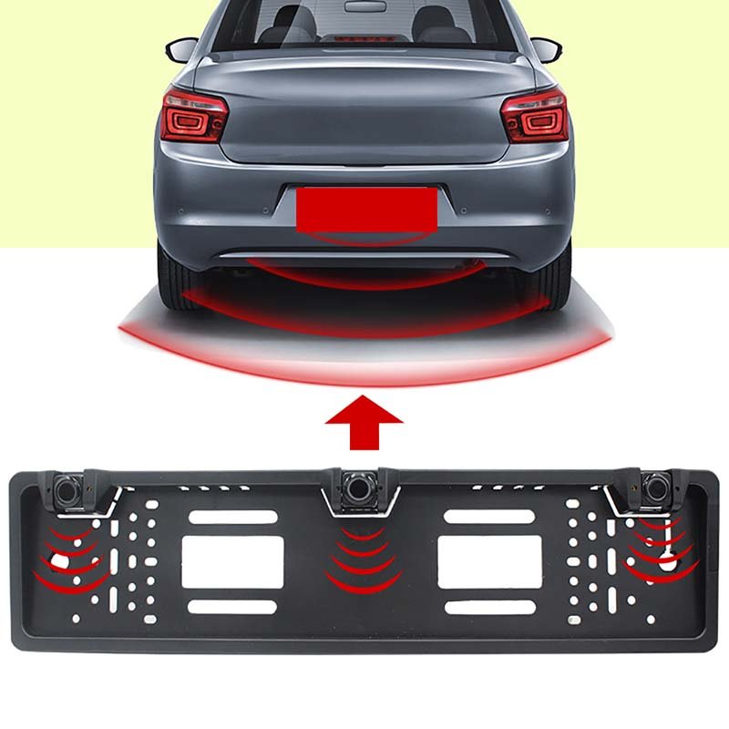 European License Plate Backup LED Radar Reverse Parking Sensor 3pcs Waterproof Car Assistiant with ROSH Certificate