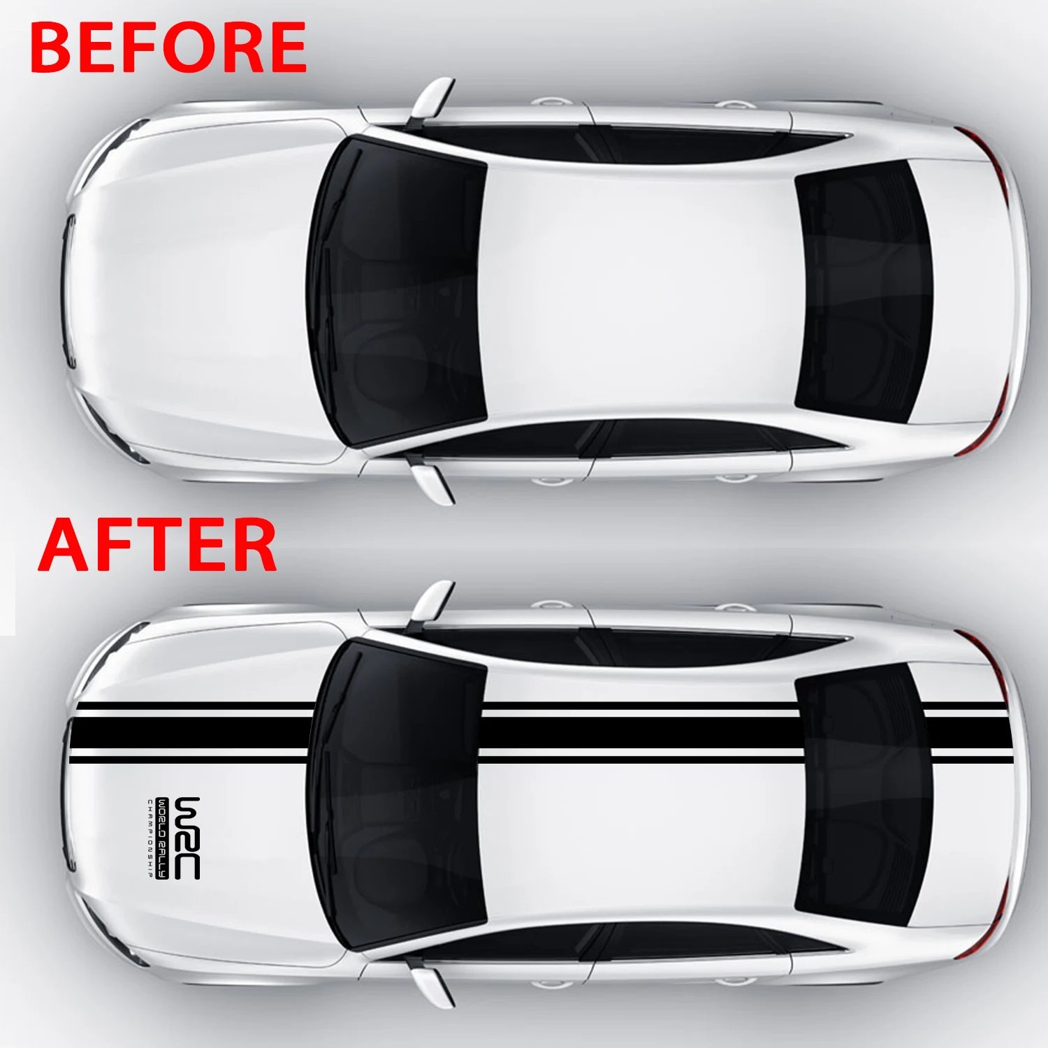 Car Body Sticker Racing Rally Sport Decal Hood Roof Rear Trunk Long Stripe Racing Sports Vinyl Universal Styling