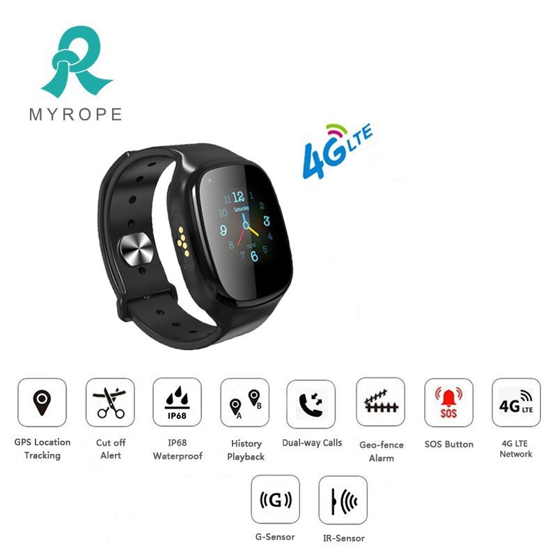 Criminal Bracelet Cut off Alarm GPS Watch Dual Way Call SOS Button 4G GPS Location for Prisoner Project