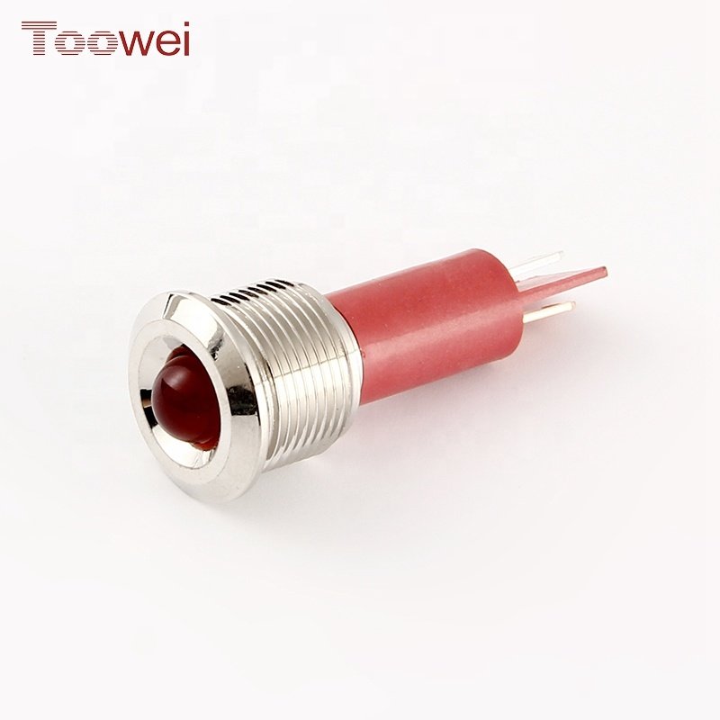 TOOWEI 16mm Waterproof 5V 12V 24V 220VAC LED Metal Signal Indicator Pilot Dash Light With Lead
