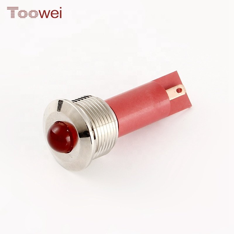 TOOWEI 16mm Waterproof 5V 12V 24V 220VAC LED Metal Signal Indicator Pilot Dash Light With Lead