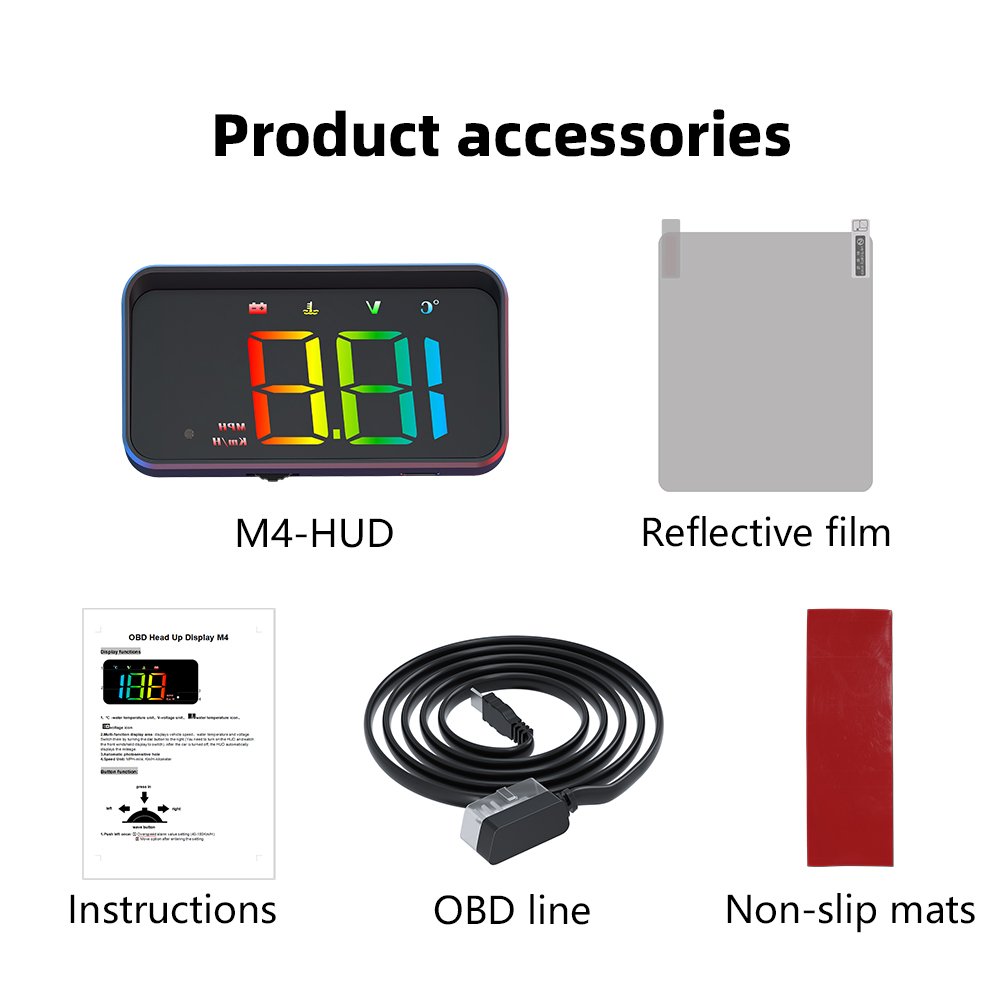 M4 Auto Hud Obd2 Head up Display Car Speed Windshield Projector Speedometer Diagnostic Tools Car Alarm Car Accessories
