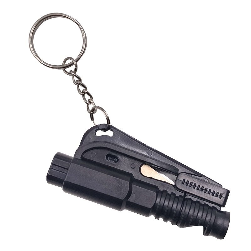 Car Emergency Escape Tool Multi-function 3 in 1 Alarm Whistle Window Breaker Keychain with Belt Cutter