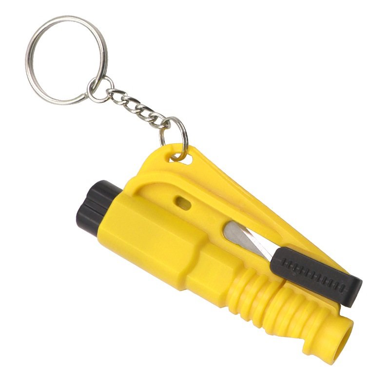 Car Emergency Escape Tool Multi-function 3 in 1 Alarm Whistle Window Breaker Keychain with Belt Cutter