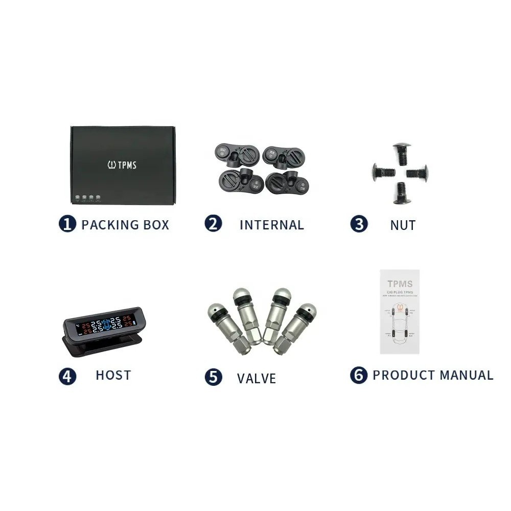 Solar Power Wireless Automatic Tpms Tire Pressure Monitoring Car Tire Pressure Sensor TPMS