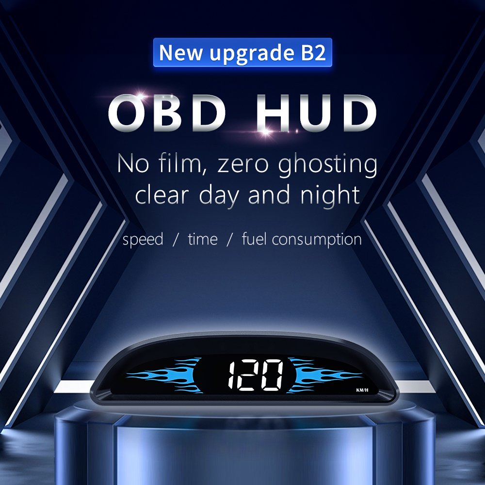Newest Hud Head up Displays B2 Car Accessories Auto Diagnostic Tool Speedometer Alarm Universal Obd2 Gauge Hud Display for Car