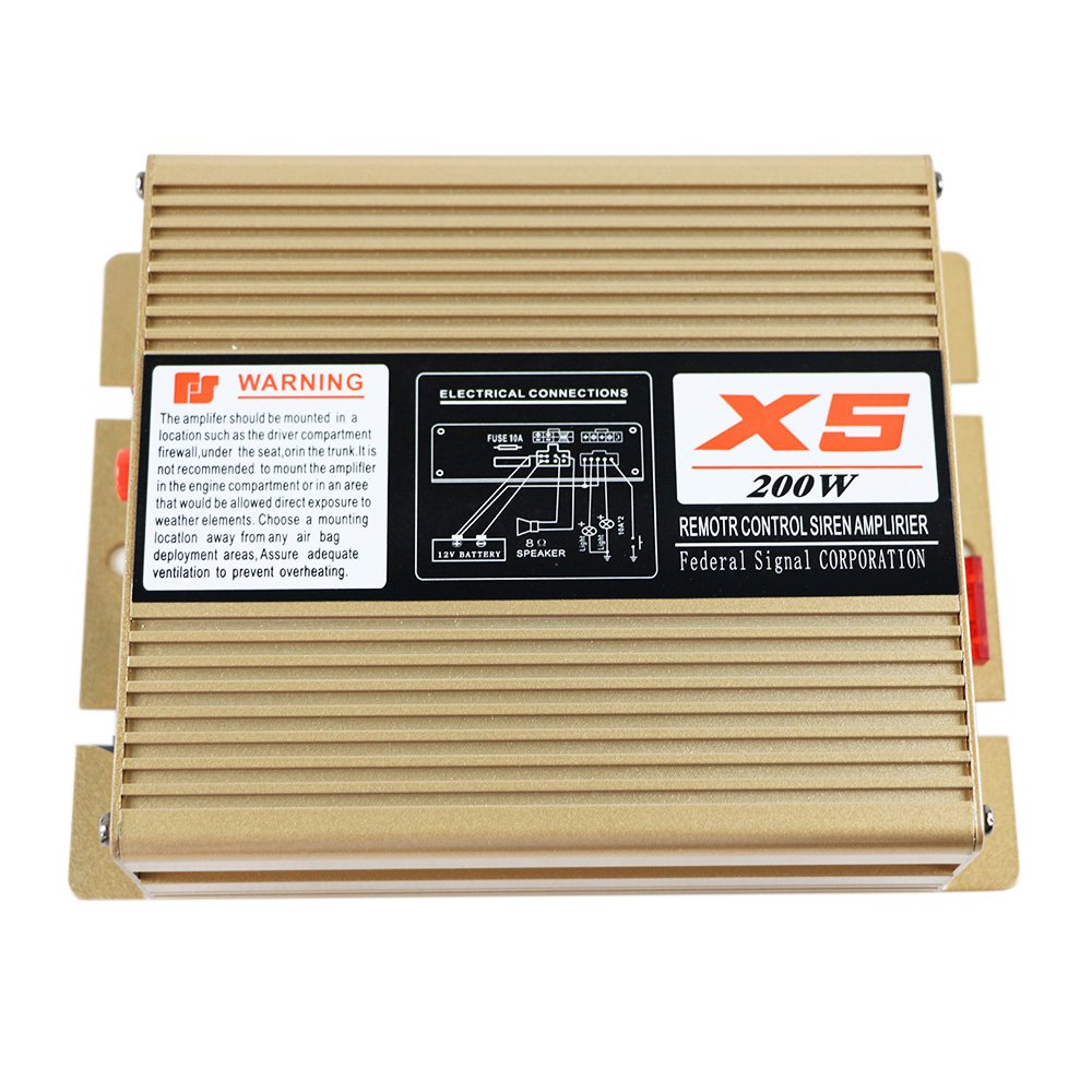 High Quality Wireless Control X5-200W Siren Amplifier for Car Alarm System Kit With PA Loudspeaker Horn Silver