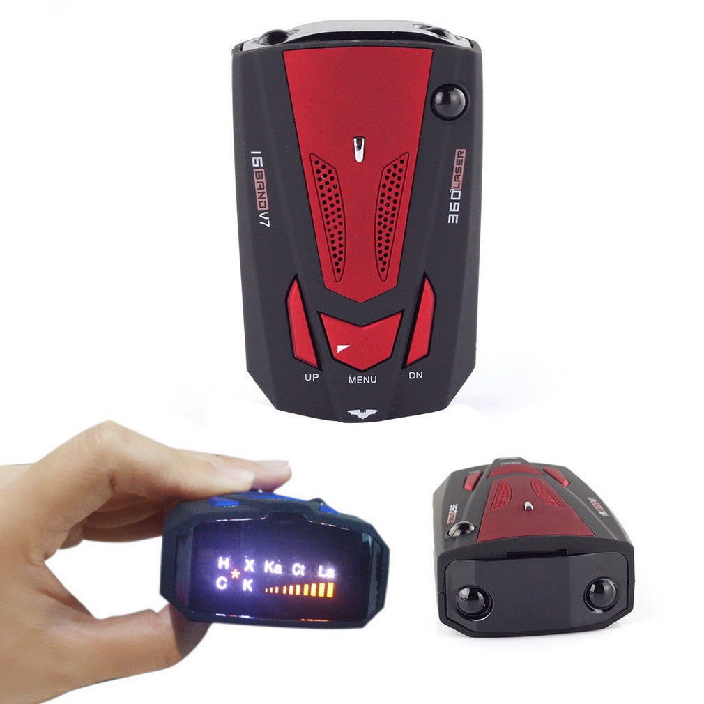 Car Radar Detector English Russian Auto 360 Degree Vehicle V7 Speed Voice Alert Alarm Warning 16 Band LED Display