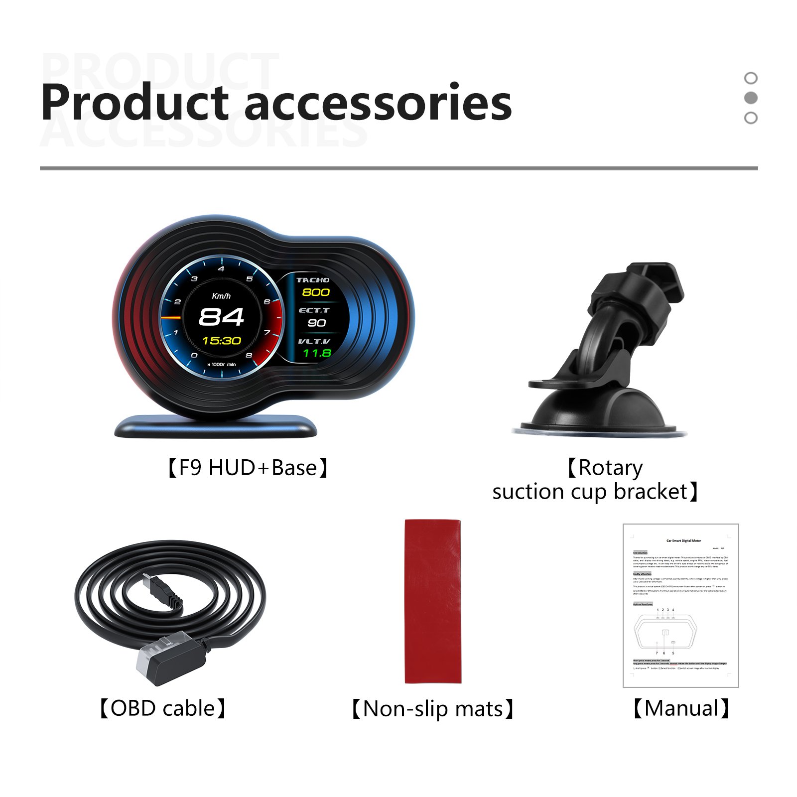 WIIYII OBD2 Turbo Pressure F9 Head up Display Obd2 Gauge Car Accessories Hud Obd2 Scanner for Vehicle