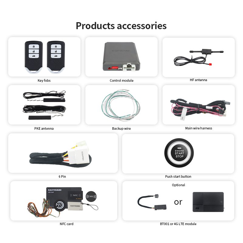 EASYGUARD Semi-plug Play Car Alarm Fit for Accord 7th 06-07/ Accord 8th 08-12/ Accord 9th 12-17 Passive Keyless Entry
