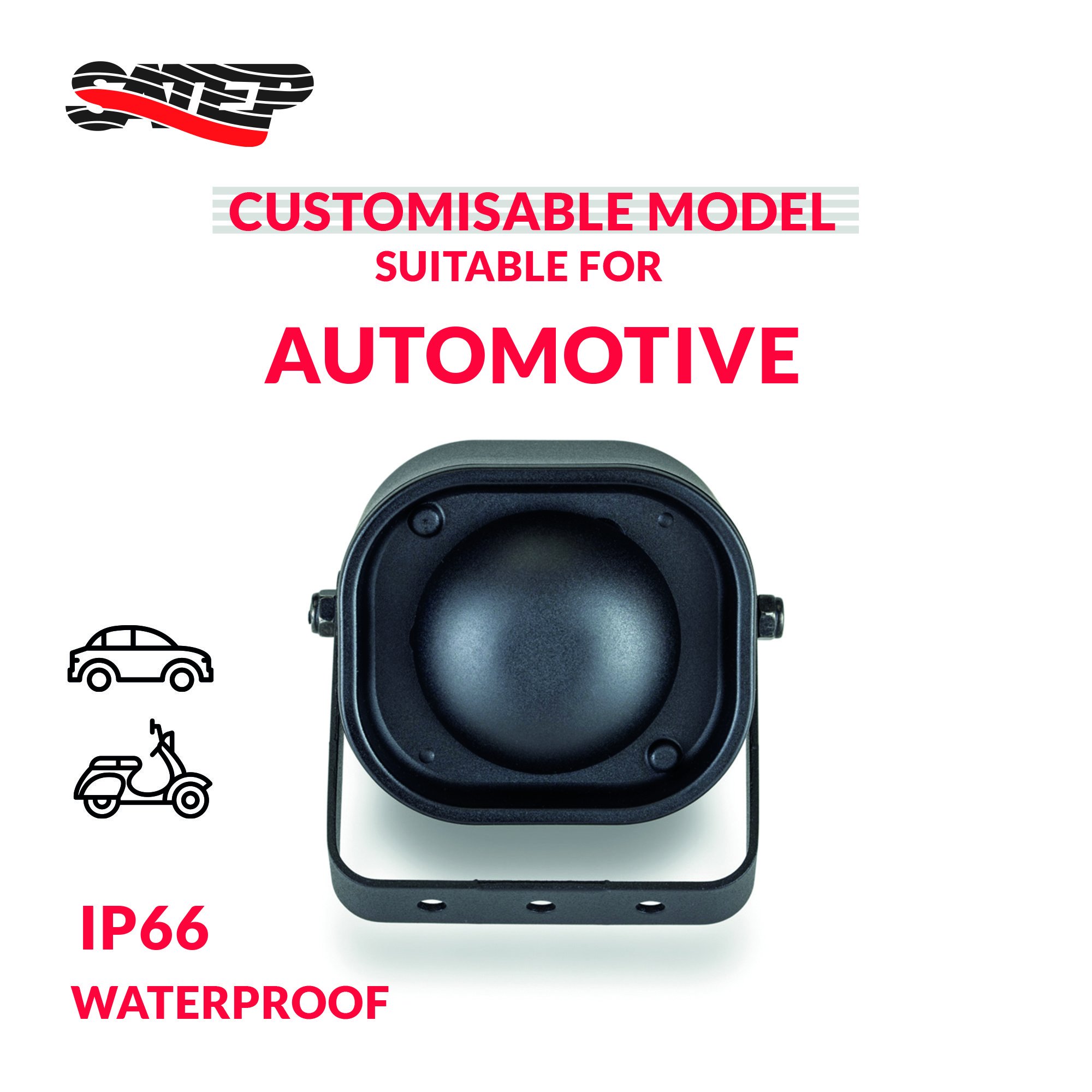 Compact Motorcycle Alarm 20W IP66 Waterproof Car Alarm CR037 Siren Horn Speaker