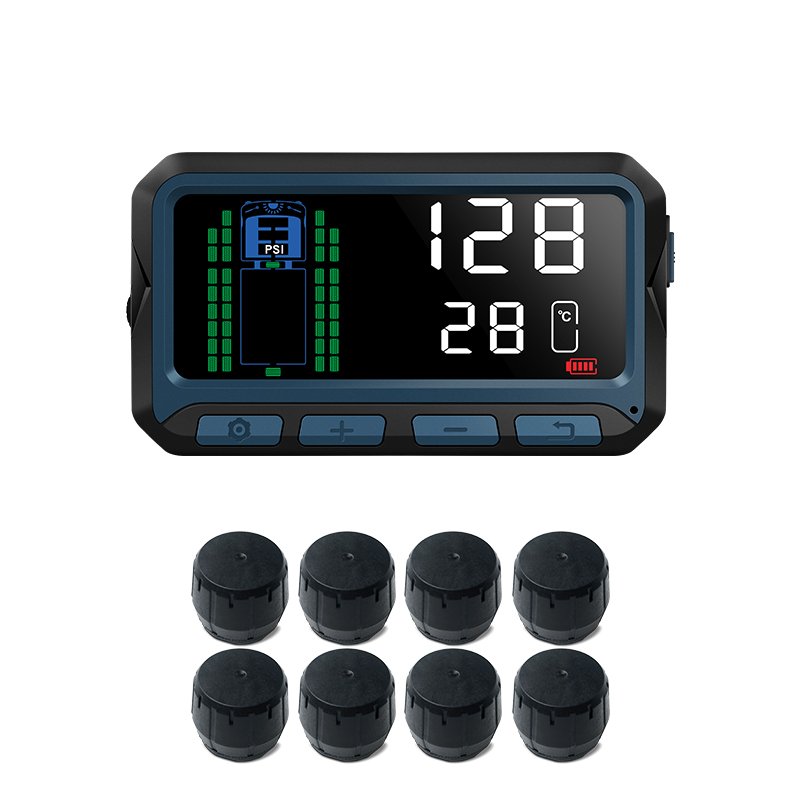 TPMS Tire Pressure Monitoring Systems Tpms with 7 Alert Modes Wireless Solar Power for RV Truck Semi Truck