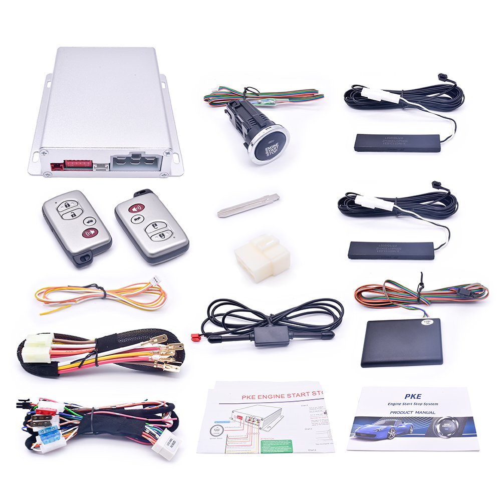 PKE Keyless Entry System Push Button Start Stop Remote Starter Car Alarm Universal Car Toyota Car