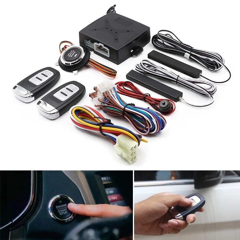 Universal Auto Start Stop Keyless Entry System Engine Start Alarm System Push One-button Start System Remote Car Accessories