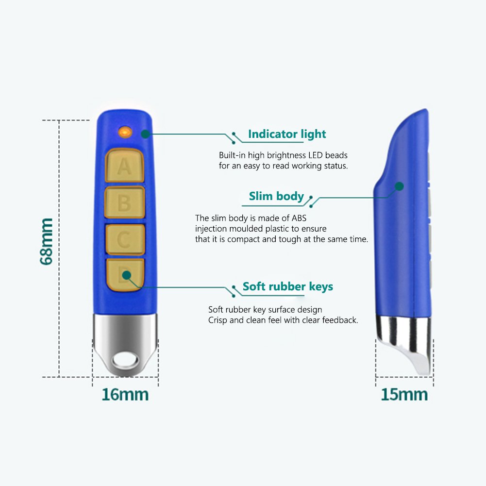 Universal 4 Button Garage Door Gate Opener Remote Control Duplicator for 315mhz 433mhz Frequency Remote