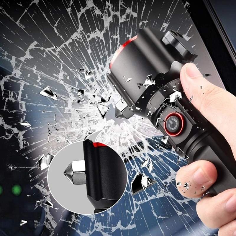 Brightenlux Zoom Torch Light Hammer Red Blue Alarm Light Rechargeable Super Bright Long Range Powerful LED Tactical Flashlight